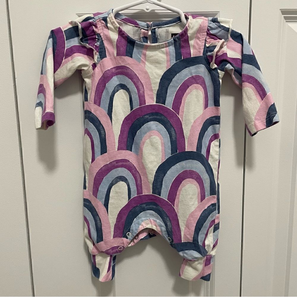 TEA Collection distressed rainbow one piece romper